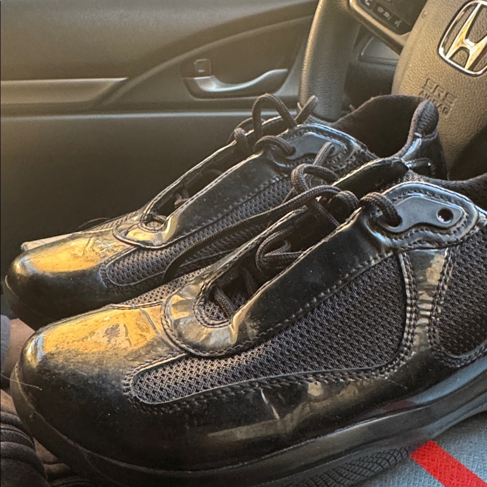 Prada Black and Red Lace-Up Sneakers